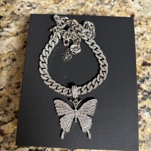 Butterfly rhinestone necklace